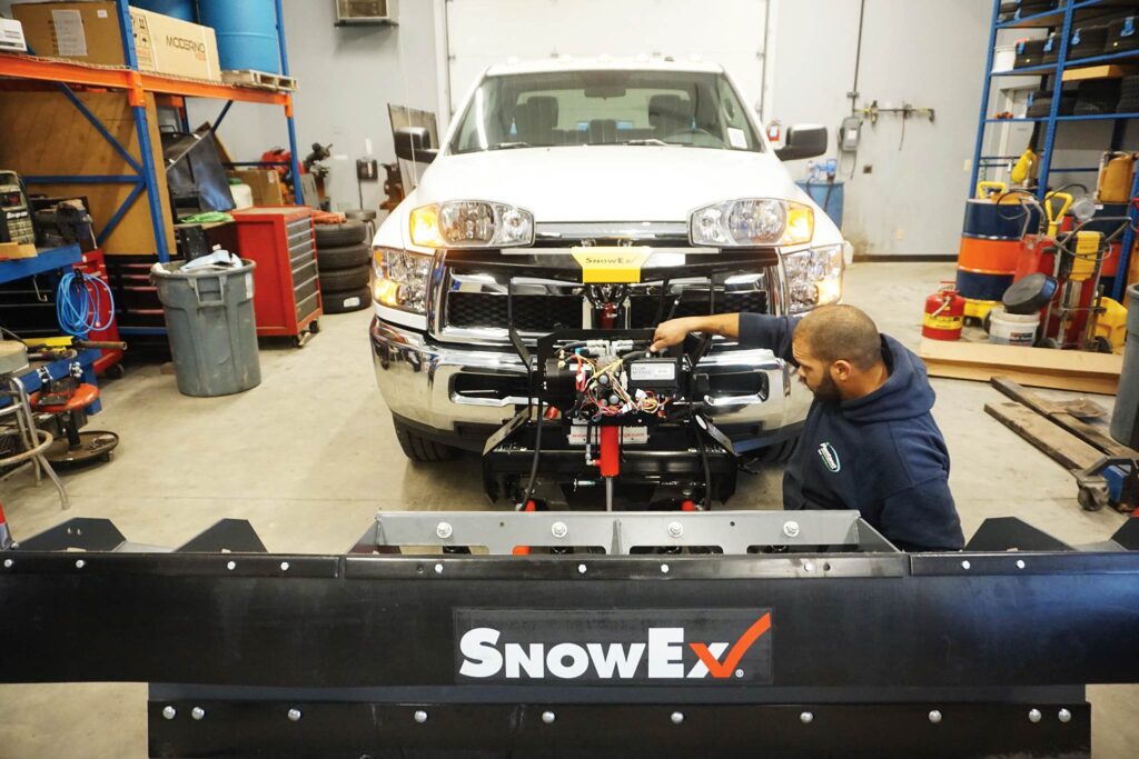 attaching snowex plow on truck