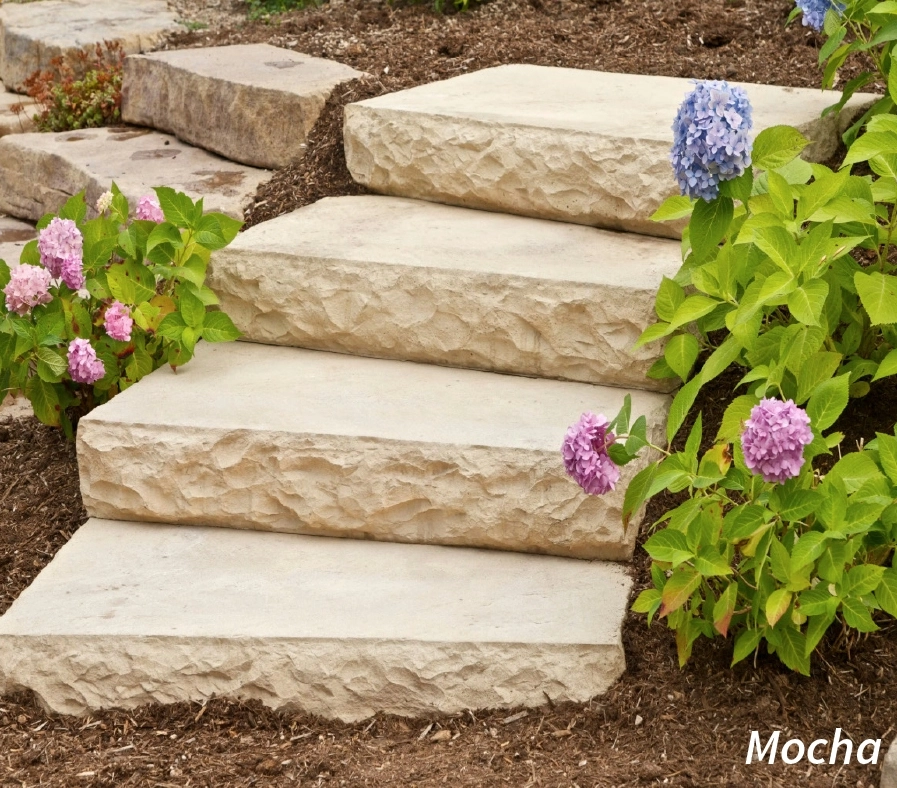 A picture of Nicolock concrete steps that look natural