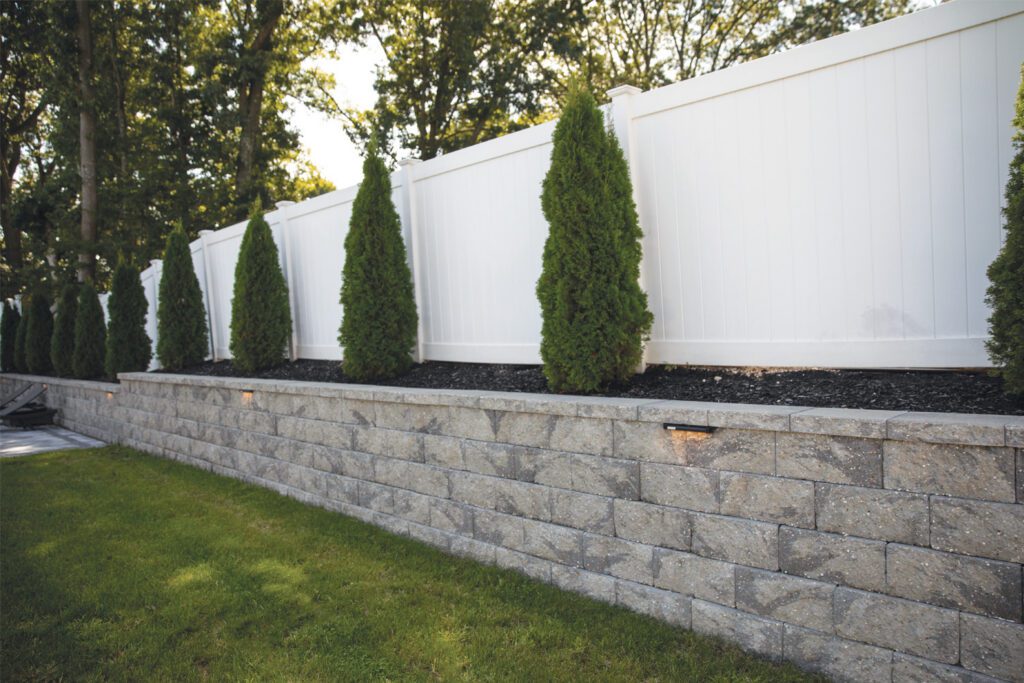A picture of a NicoLock concrete block wall in the field