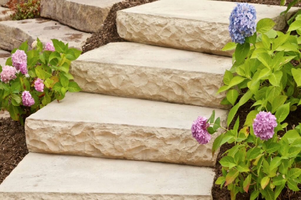 Nicolock concrete steps are made to look like natural stone