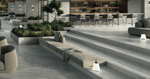 This style of our outdoor porcelain pavers resembles the look of slate