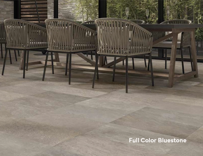 Example of full color bluestone porcelain pavers