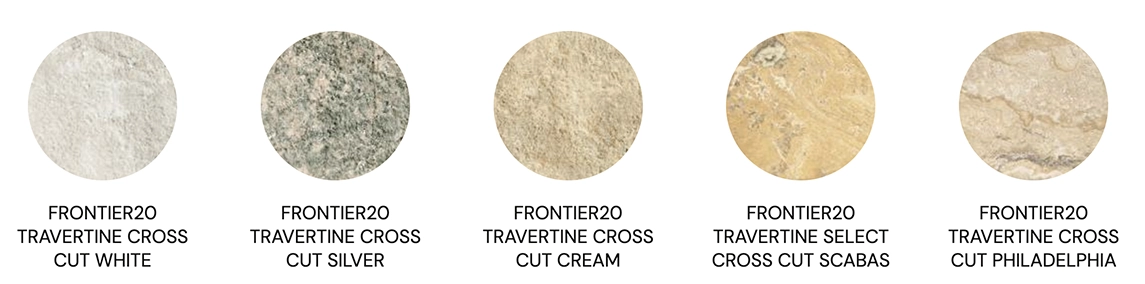 5 of the 10 colors of travertine inspired porcelain pavers we offer