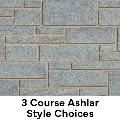 An example of the 3 course ashlar style of natural veneer stone from Pangaea Stone