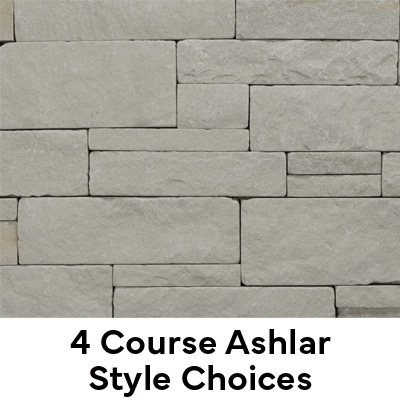 An example of the 4 course ashlar style of natural veneer stone from Pangaea Stone