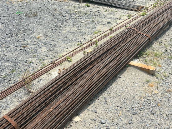 Picture of a bundle of concrete rebar at our NJ landscape supply business