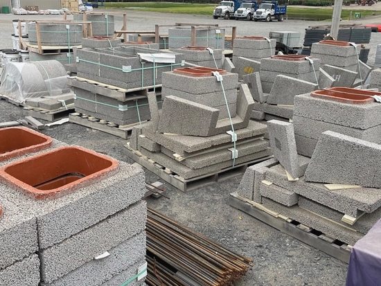 A picture of some of our fireplace kits in the yard