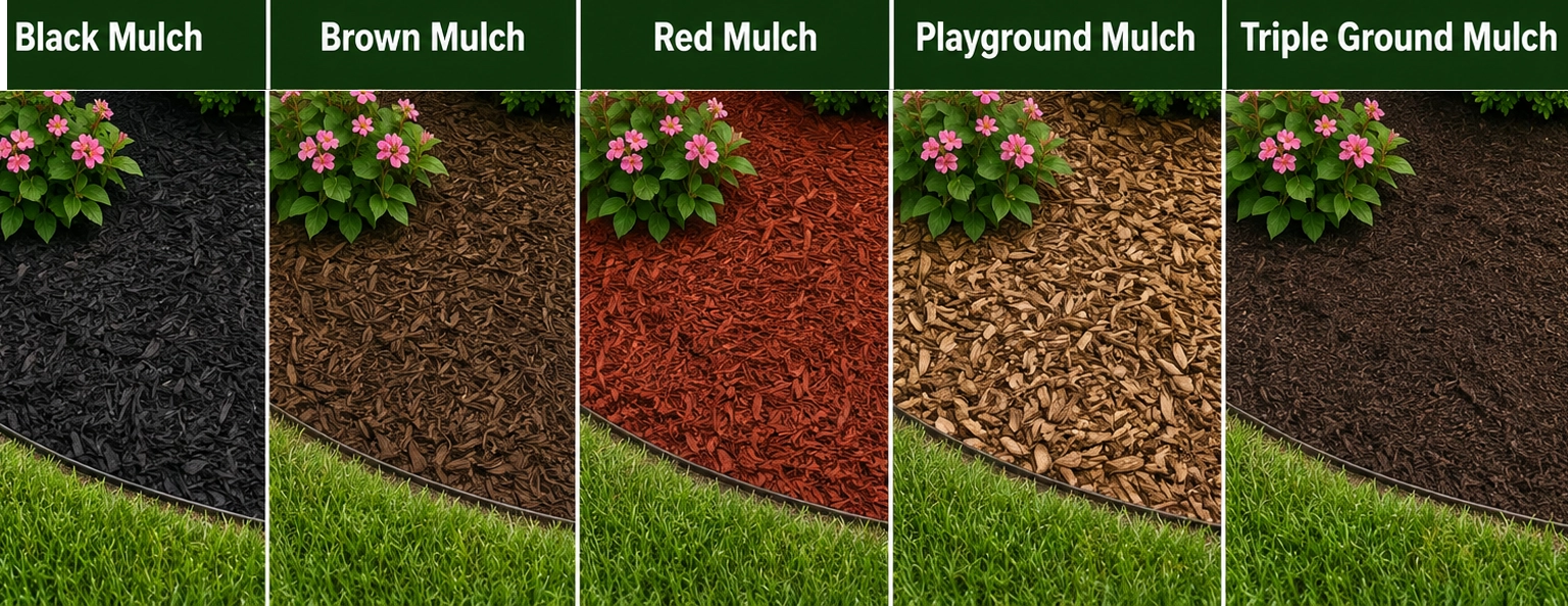a graphic showing the 5 different types of mulch we sell