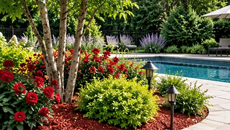 a picture of what red dyed mulch look slike in the field
