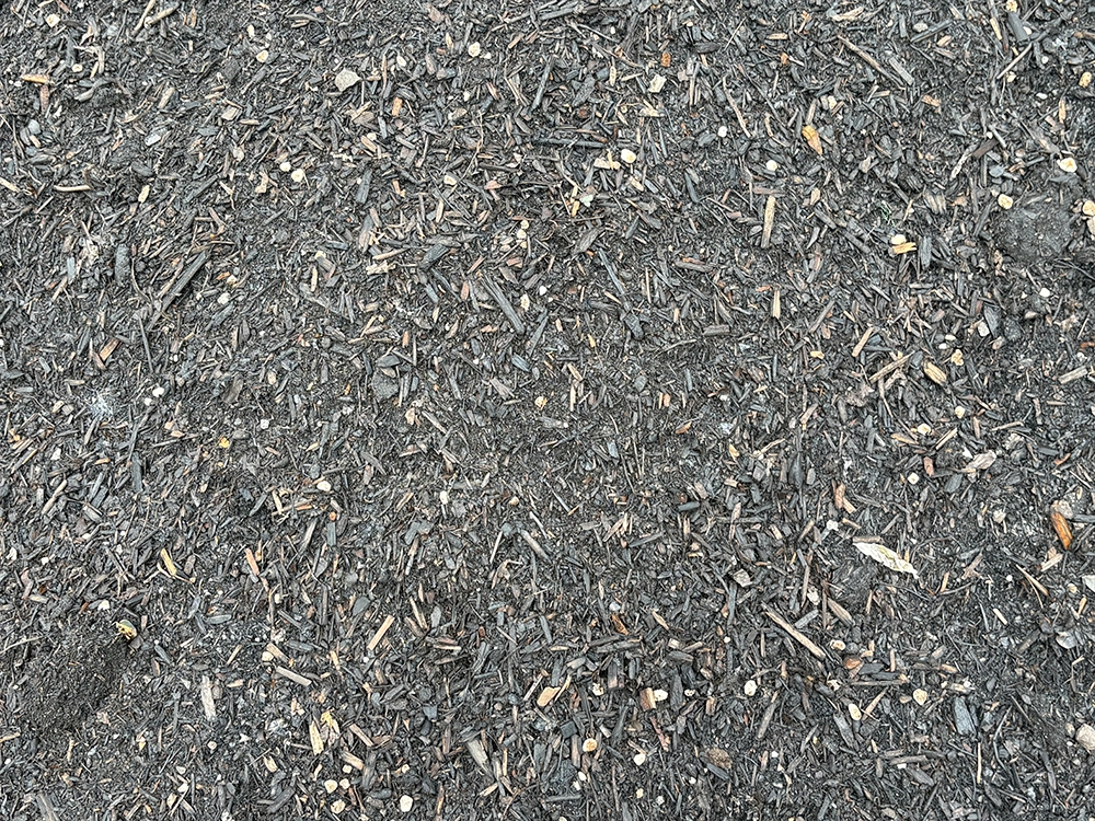 a closeup view of our triple shredded mulch