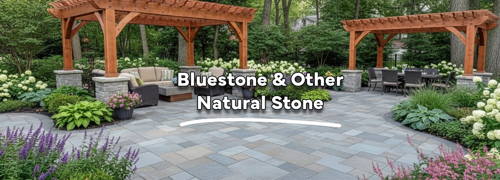 a picture of a bluestone patio using natural stone from Pantano