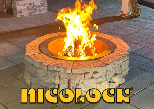 a picture of a Nicolock fire pit with a link for more information