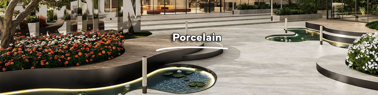An example of an outdoor porcelain paver installation