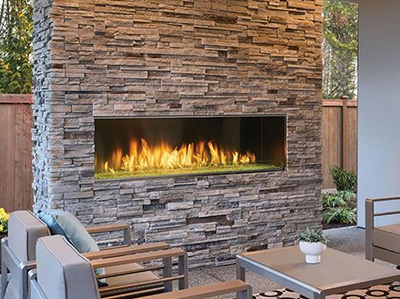 a picture of thin veneer stone cladding for an outdoor fireplace